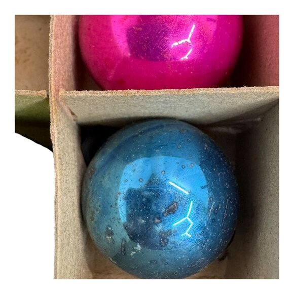 Vintage  Glass Christmas Tree Mini 1" Ornament Set Pink Rare Holiday Decor READ - Picture 7 of 10